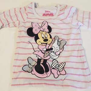White and pink stripes Disney Minnie Mouse tee shirt size 2T